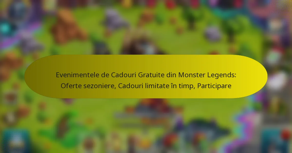 Evenimentele de Cadouri Gratuite din Monster Legends: Oferte sezoniere, Cadouri limitate în timp, Participare
