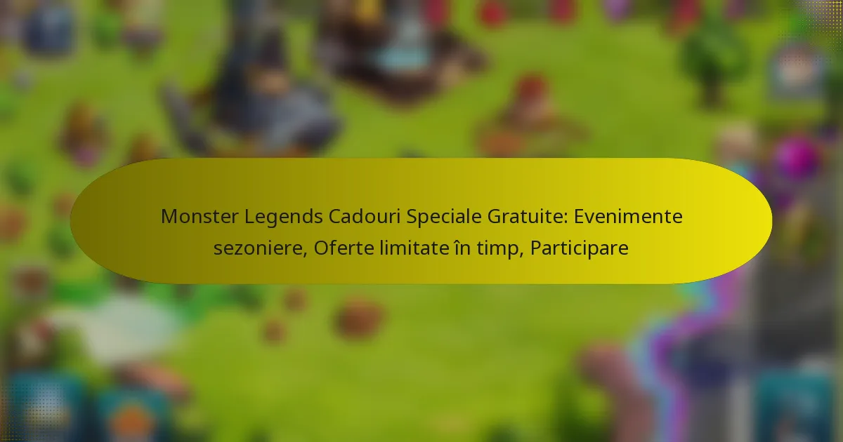Monster Legends Cadouri Speciale Gratuite: Evenimente sezoniere, Oferte limitate în timp, Participare