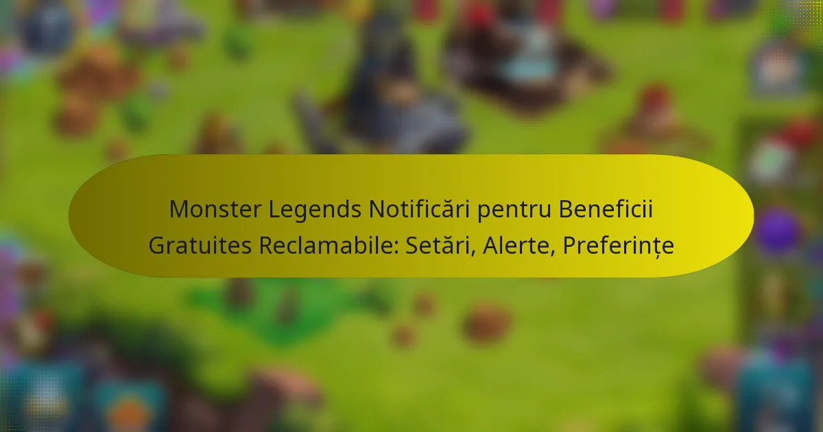 Monster Legends Notificări pentru Beneficii Gratuites Reclamabile: Setări, Alerte, Preferințe