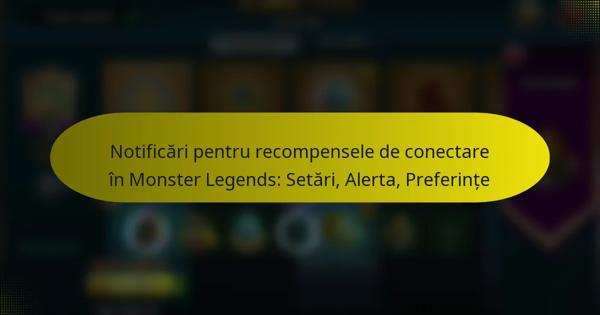 Notificări pentru recompensele de conectare în Monster Legends: Setări, Alerta, Preferințe
