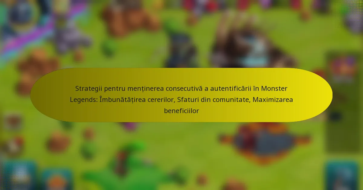 Strategii pentru menținerea consecutivă a autentificării în Monster Legends: Îmbunătățirea cererilor, Sfaturi din comunitate, Maximizarea beneficiilor